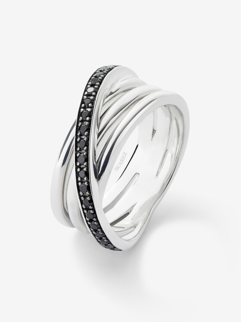 925 silver ring with paved black spinels in brilliant cut with a total of 0.36 cts image number 0