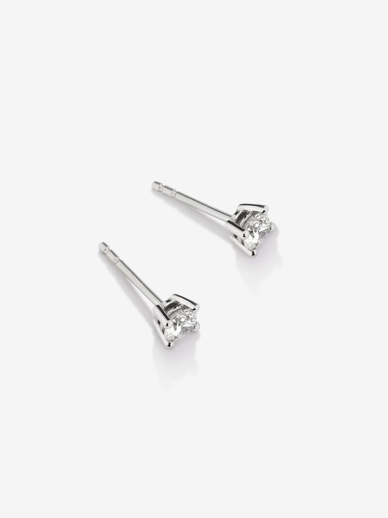 18K white gold earrings with 2 brilliant-cut diamonds with a total of 0.3 cts image number 2