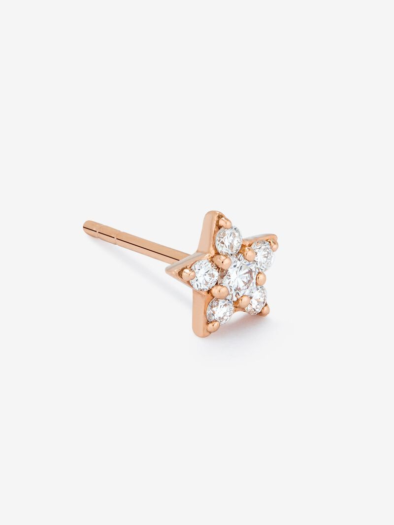 Individual 18K rose gold star earring with diamonds image number 2
