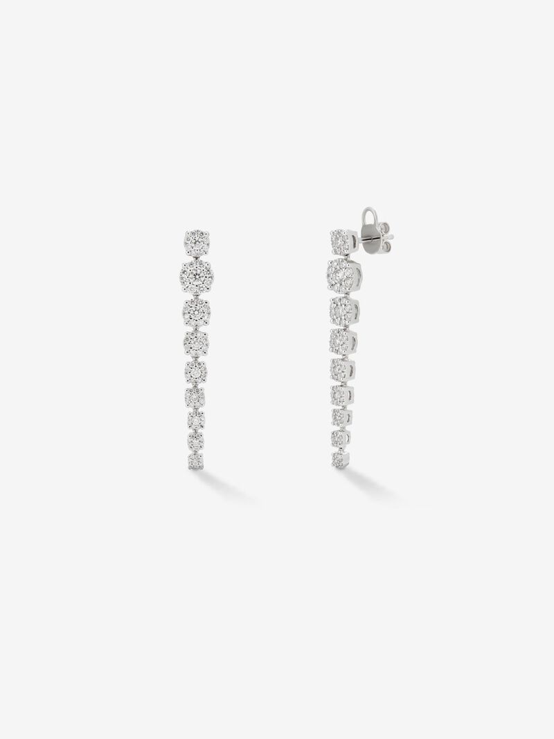 18K white gold earrings with white diamonds of 1.28 cts image number 0