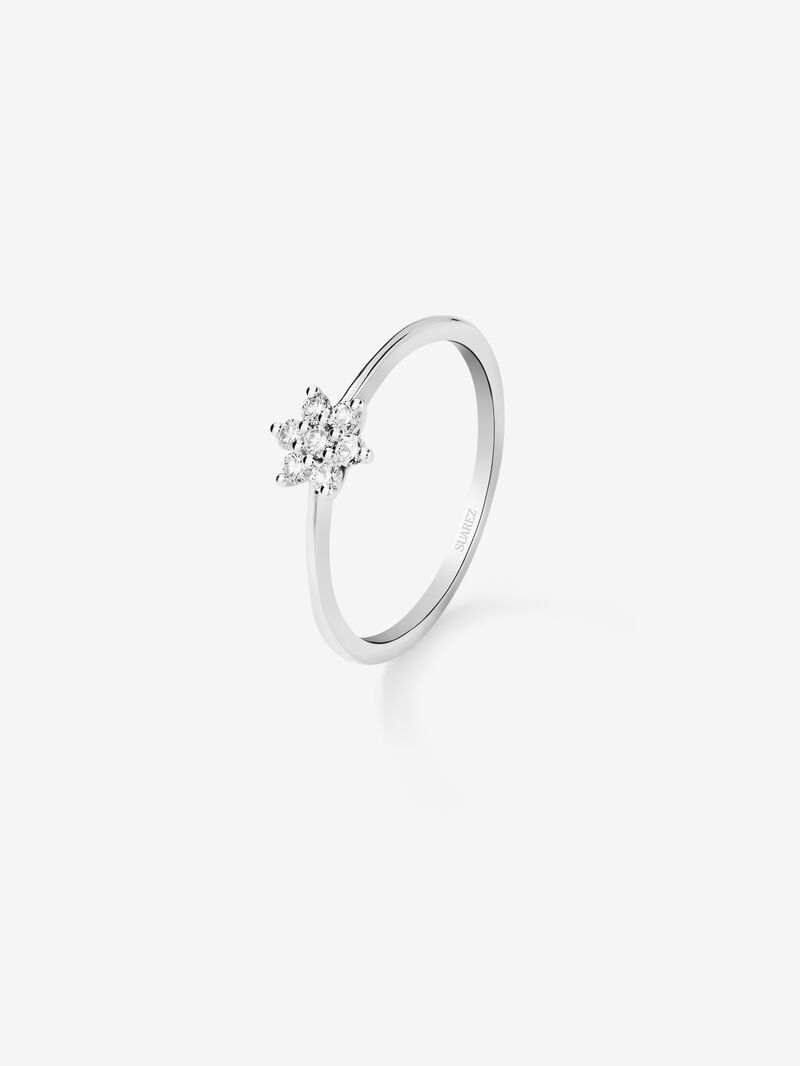 18K white gold ring with 7 brilliant-cut diamonds with a total of 0.14 cts and star shape image number 0