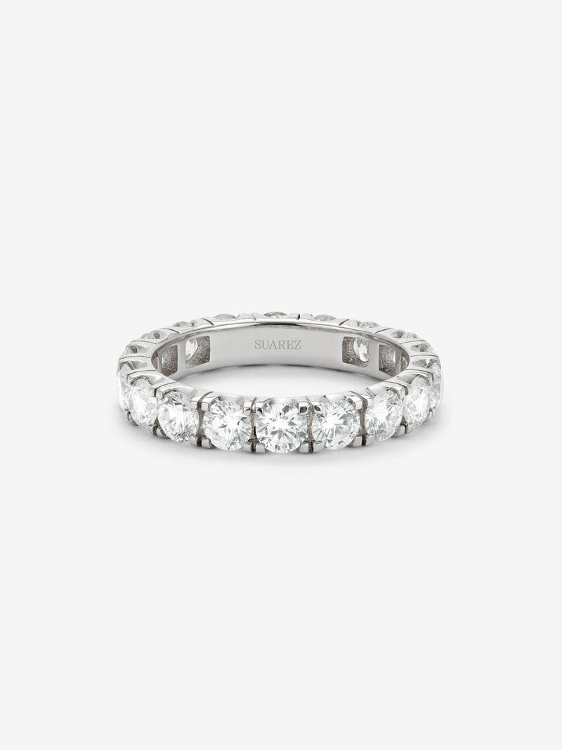 Entire 18K white gold ring with 18 brilliant-cut diamonds with a total of 2.5 cts image number 2