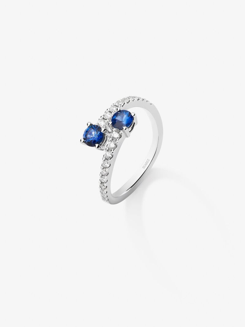 You and I of 18k White Gold with Zafiro and Diamond image number 1