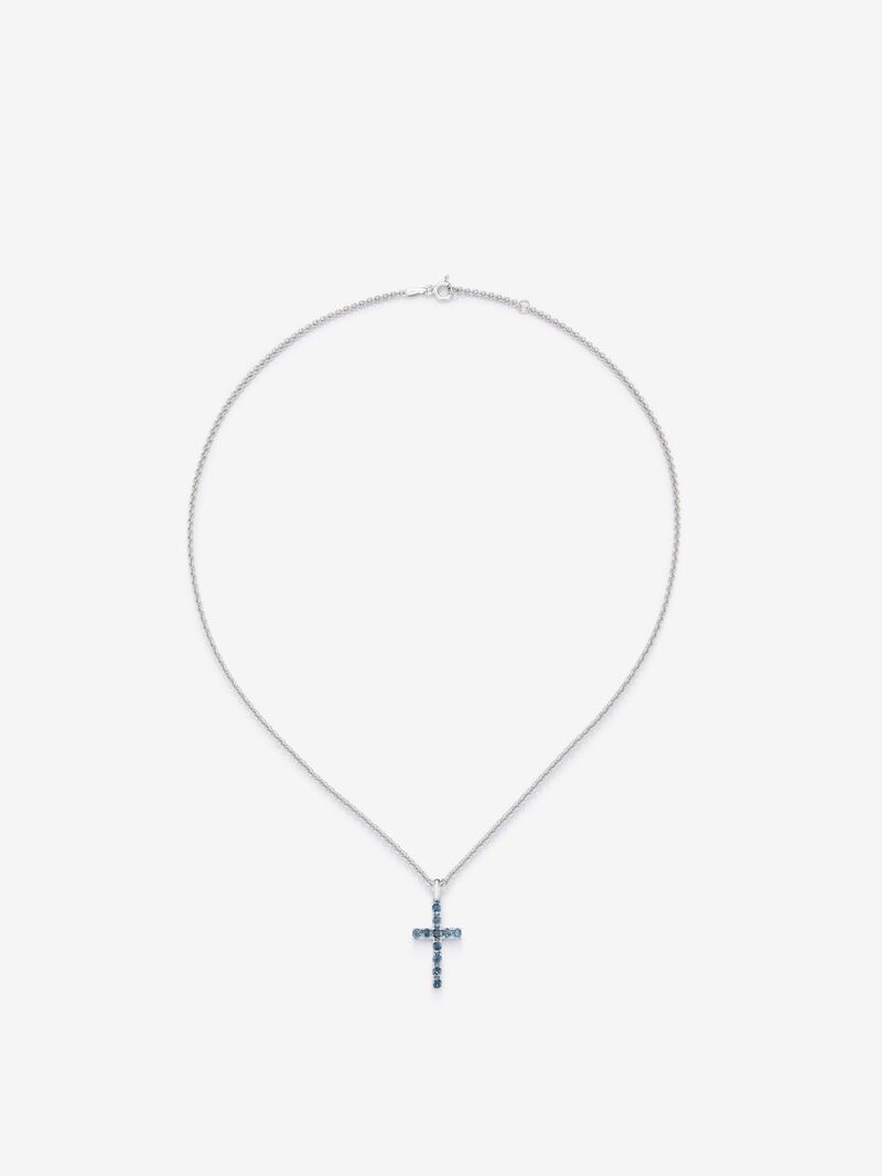 925 silver cross pendant with 11 brilliant-cut London blue topazes with a total of 0.49 cts image number 0