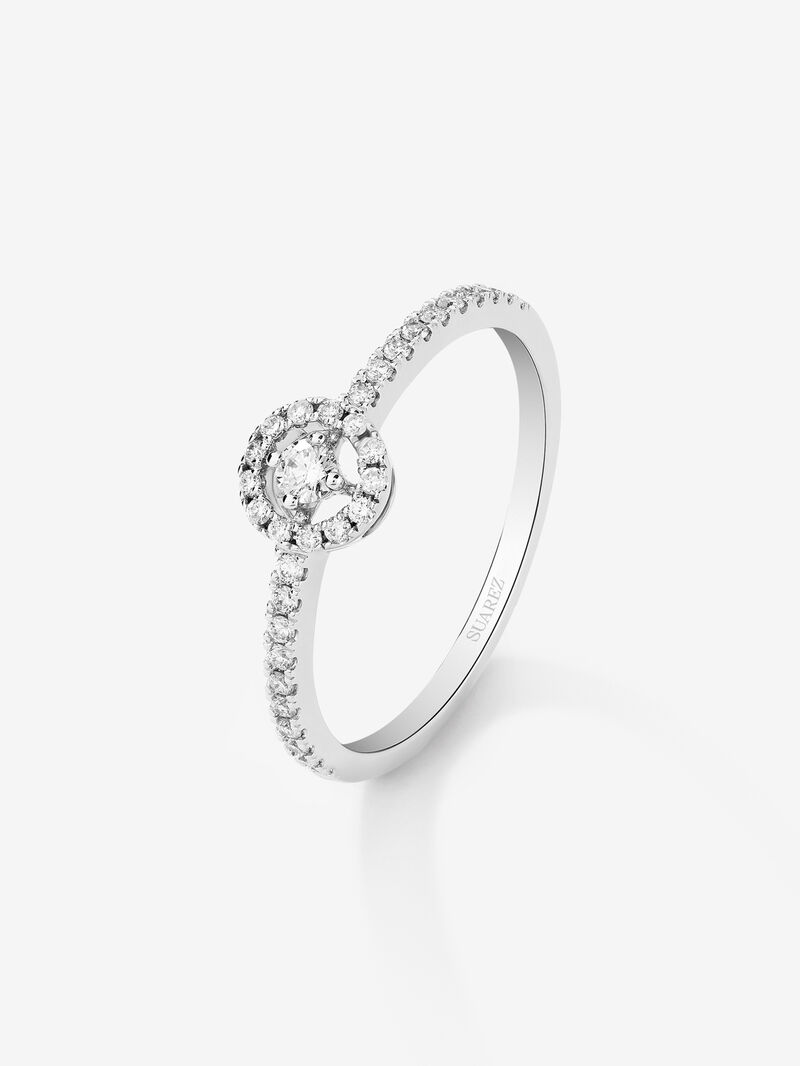 18K white gold ring with central brilliant-cut diamond of 0.06 cts and border and arm of 33 brilliant-cut diamonds with a total of 0.18 cts image number 0