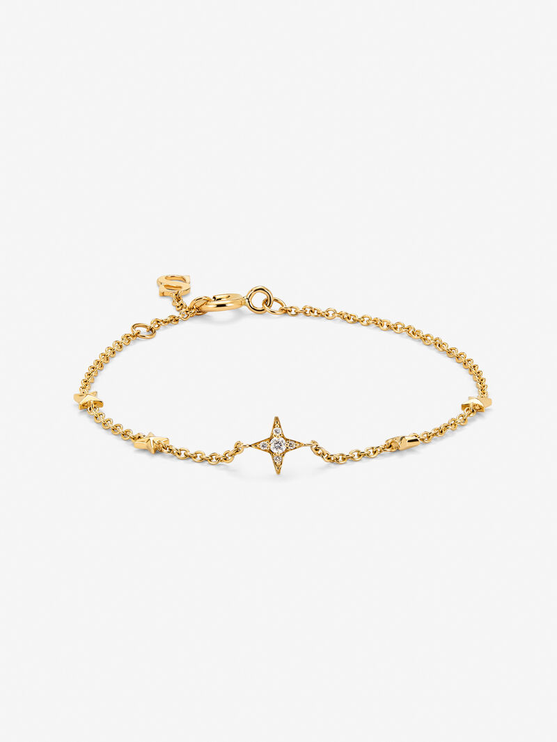 18K yellow gold bracelet with 5 brilliant-cut diamonds with a total of 0.04 cts image number 0