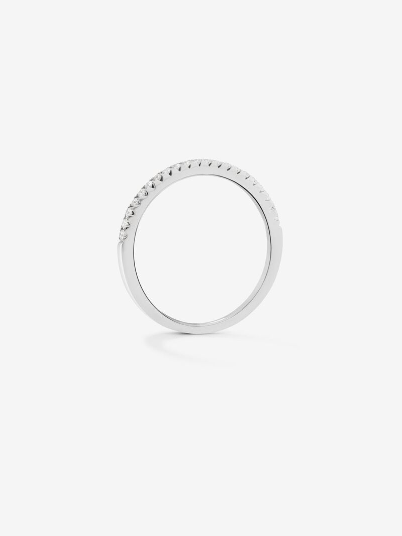 Half alliance engagement ring in 18K white gold with claw-set diamonds 0.10ct image number 4