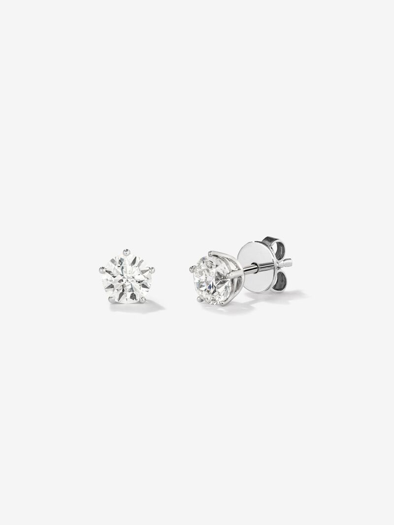 18K white gold earrings with solitary diamond image number 0
