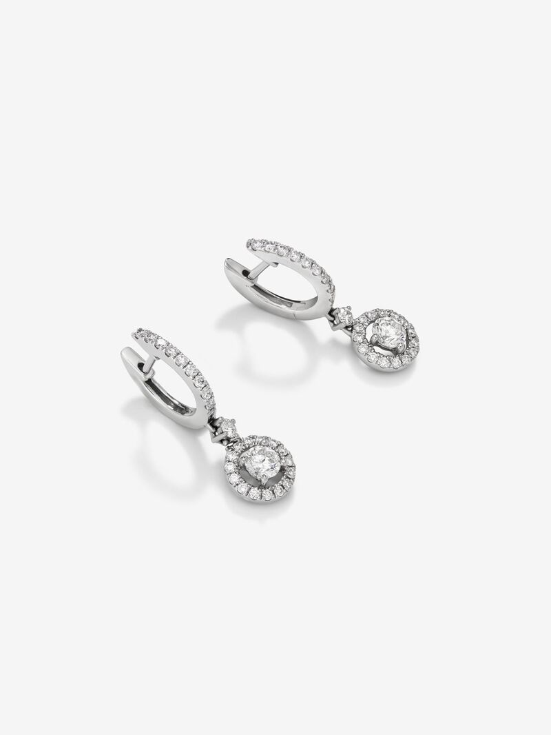 18K white gold earrings with white diamonds of 0.8 cts image number 2