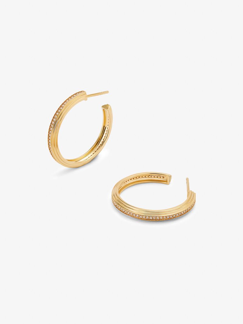 18K yellow gold hoop earrings with 124 brilliant-cut diamonds with a total of 0.3 cts image number 2