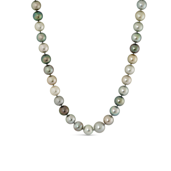 Collar de perlas multicolor y cierre oculto de oro blanco de 18kt, MTESFC/22A010_V