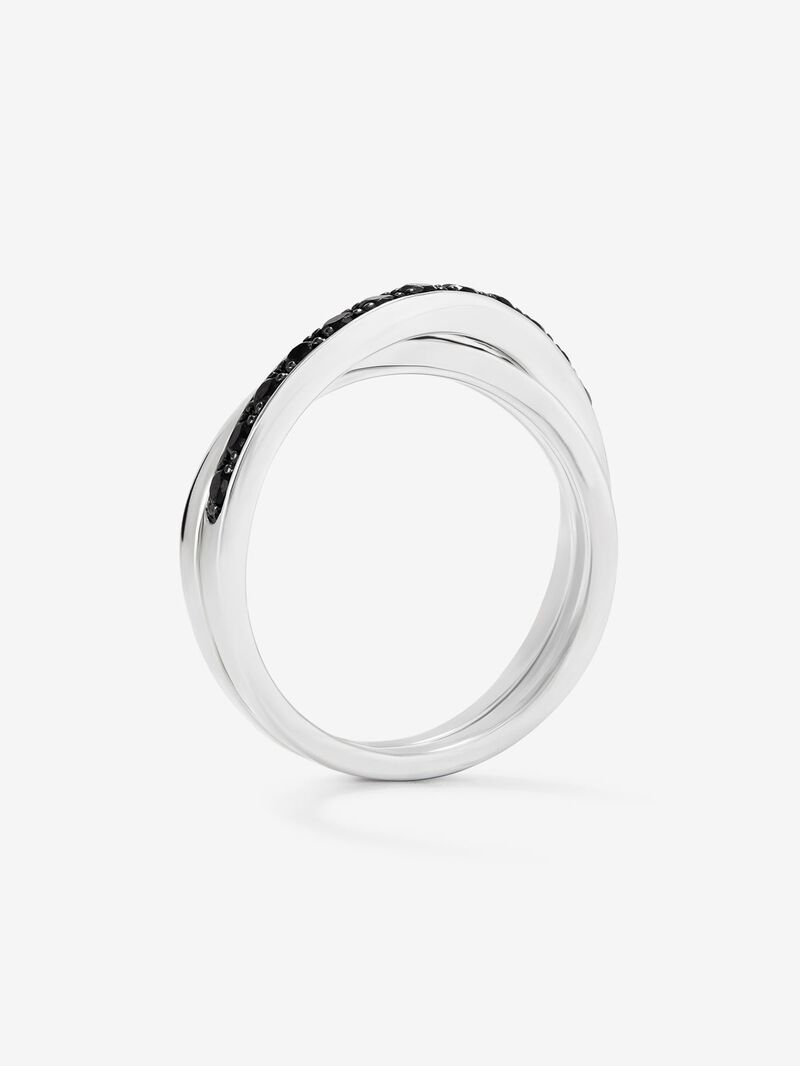 925 Silver Crossed Ring with Spinel Stones image number 3