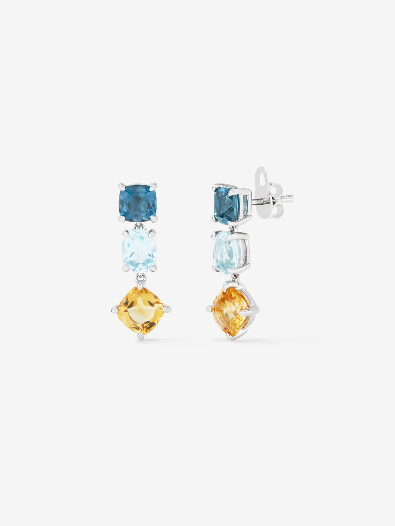 925 Silver Long Earrings with Topaz and Citrine image number 0