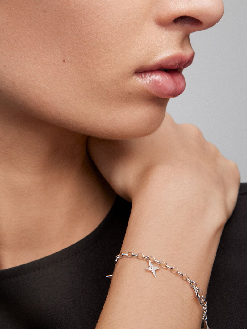 925 silver bracelet with stars and 7 brilliant-cut diamonds with a total of 0.05 cts image number 3