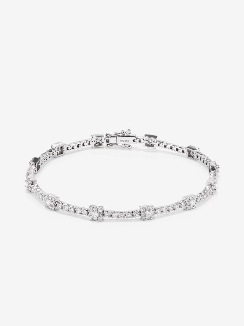 18kt white gold rivière bracelet with geometric motifs image number 0