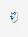 Silver ring with blue topazes, SO12039-AGSKYLN_V