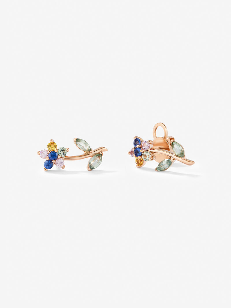 Pink gold earrings with multicolored sapphires image number 0