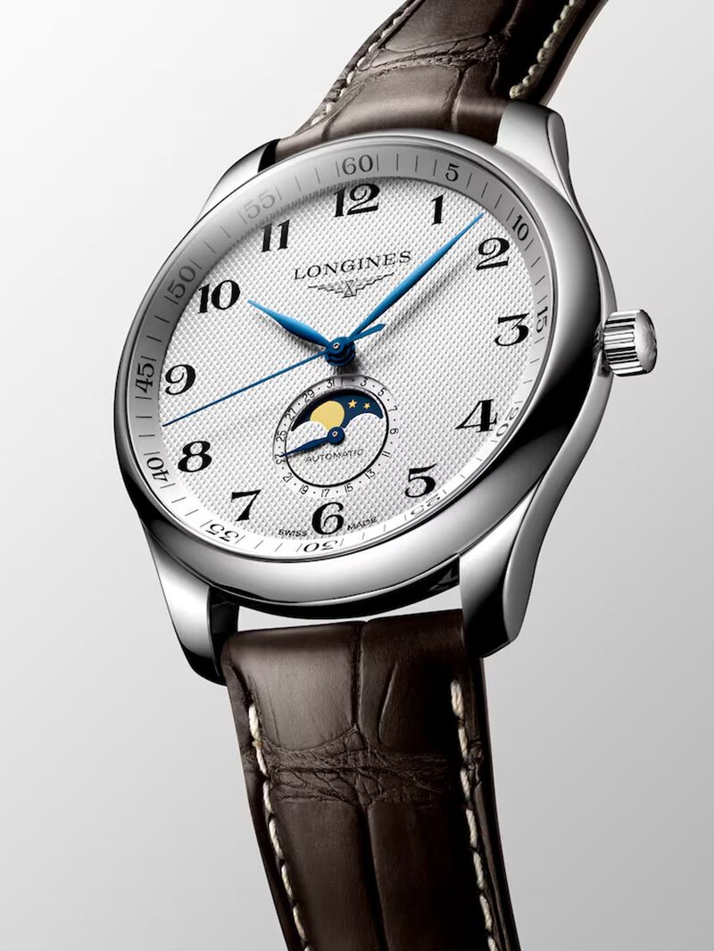 Stainless steel watch with brown alligator strap, sapphire crystal and automatic movement image number 5