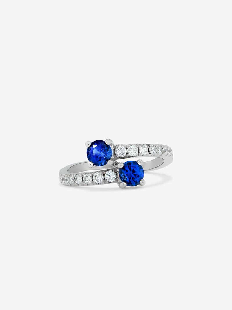 You and I of 18k White Gold with Zafiro and Diamond image number 0