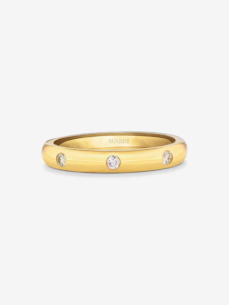 18K Yellow Gold Wedding Alliance ring with diamonds image number 2