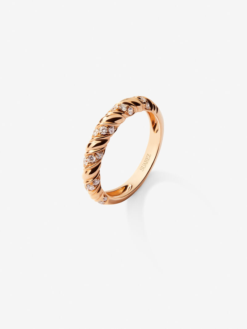 18kt rose gold ring with diamonds image number 0