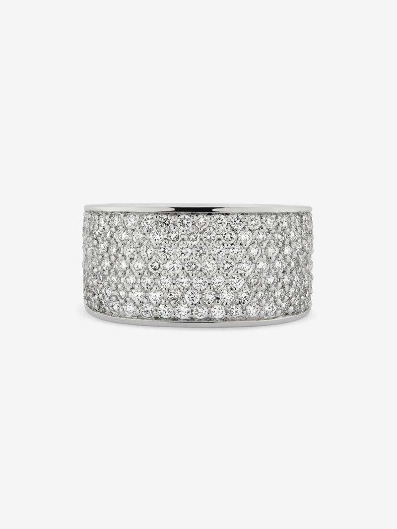 18K White Gold Ring with Brilliant-Cut Pavé Diamonds image number 2