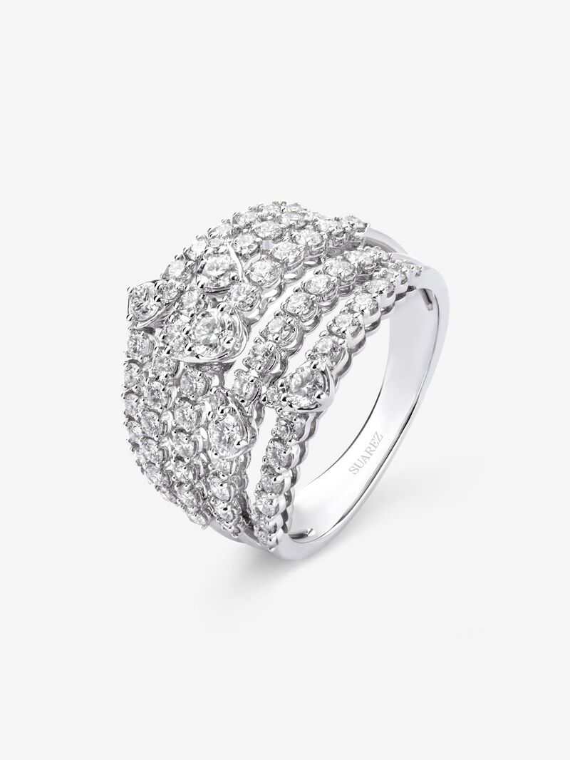 18K white gold multi-arm ring with 70 brilliant-cut diamonds with a total of 1.43 cts image number 0