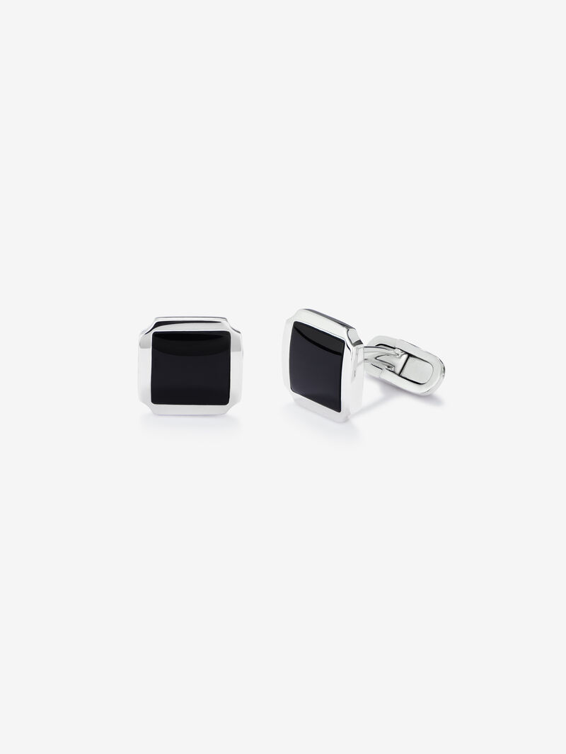 925 silver cufflinks with 2 black onyx with a total of 5.49 cts image number 0