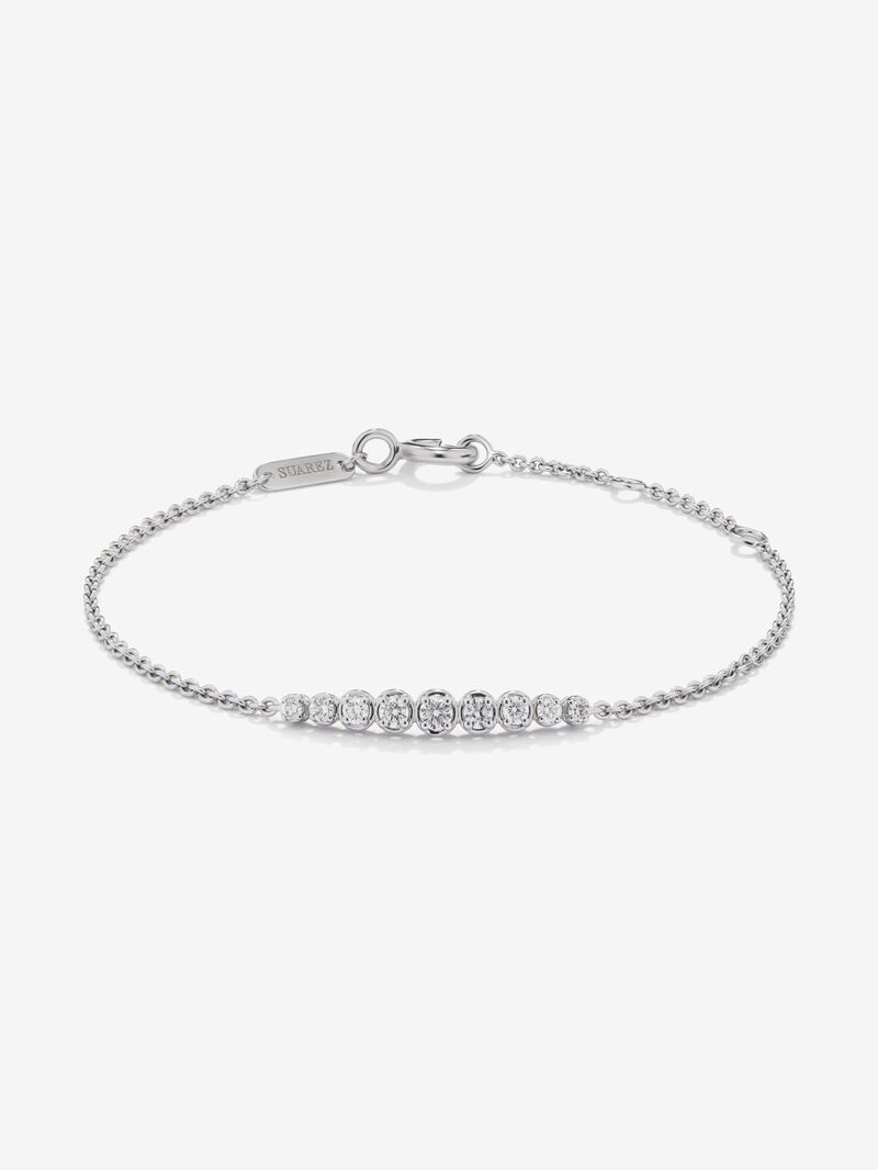 18K white gold bracelet with 9 brilliant-cut diamonds with a total of 0.29 cts image number 0
