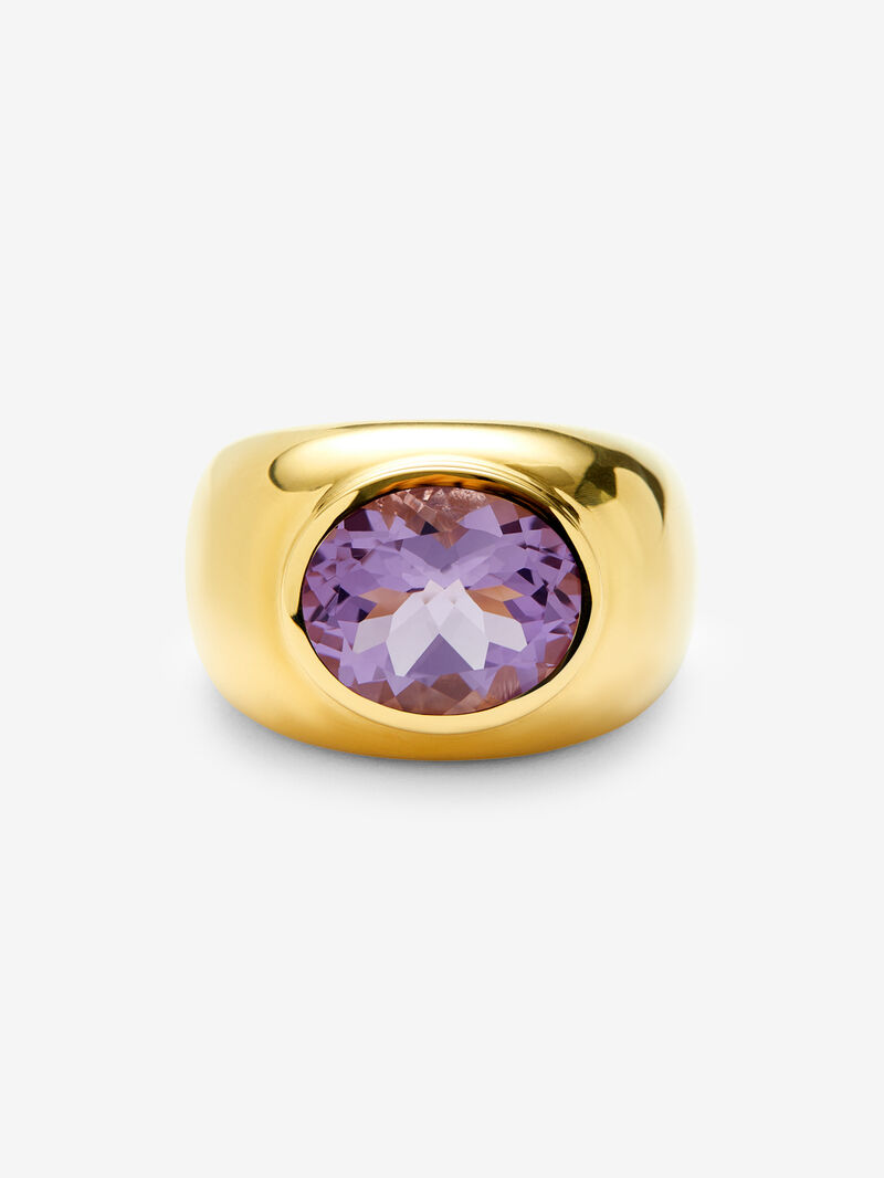 18K yellow gold ring with oval-cut purple amethyst image number 2