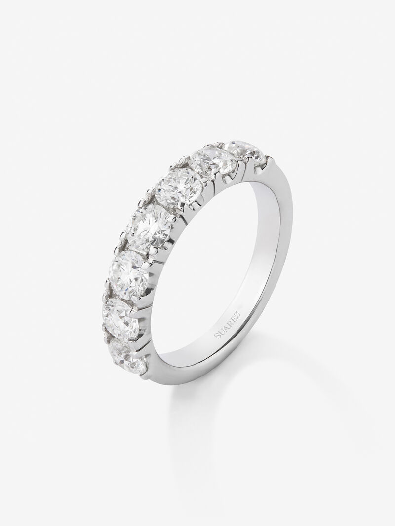 Half eternity commitment ring in 18K white gold with claw-set diamonds image number 0