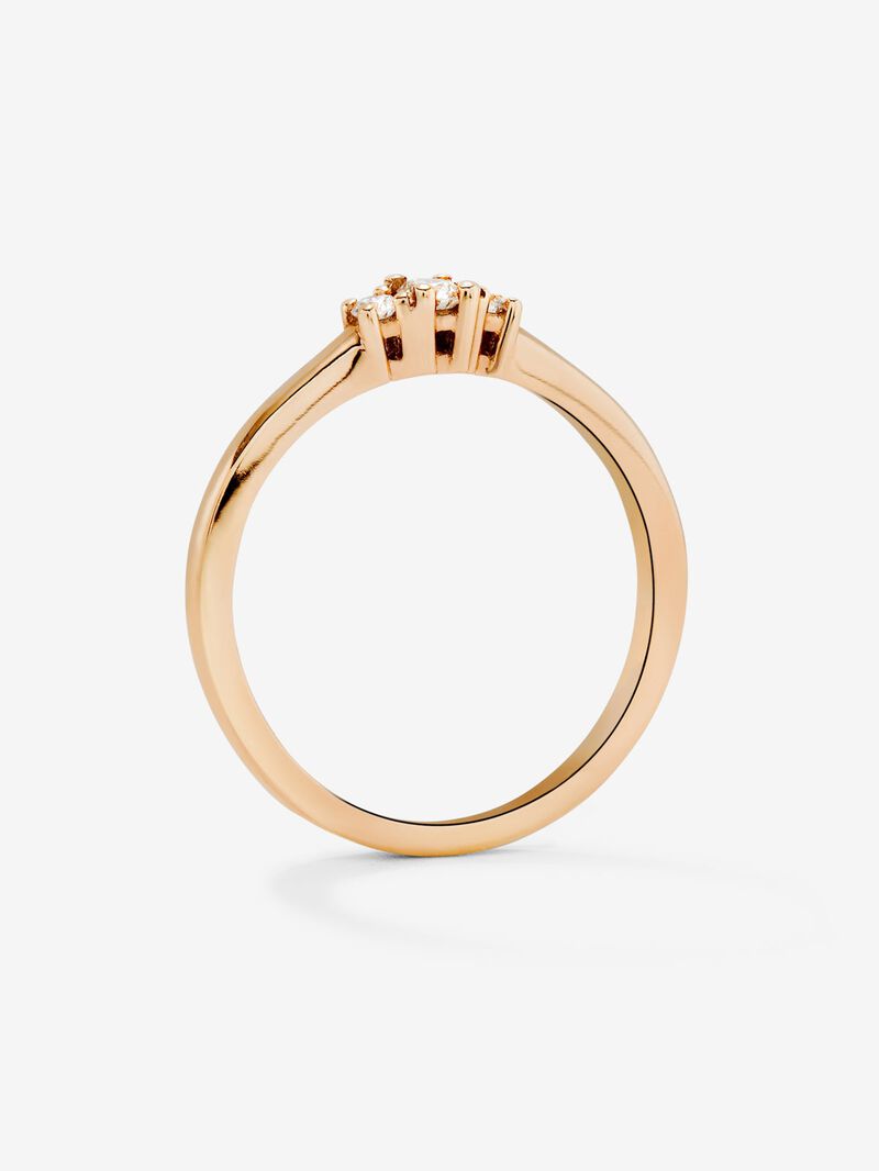 18K rose gold ring with 3 brilliant-cut diamonds with a total of 0.11 cts image number 3