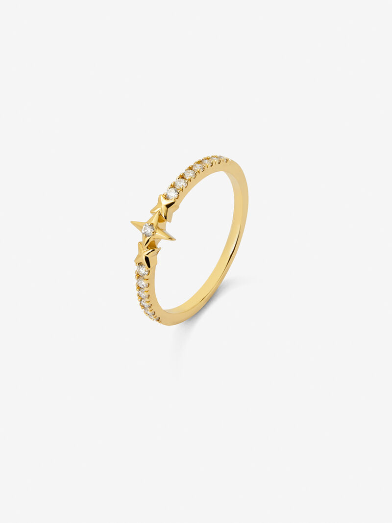 18K yellow gold ring with 15 brilliant-cut diamonds with a total of 0.22 cts image number 0