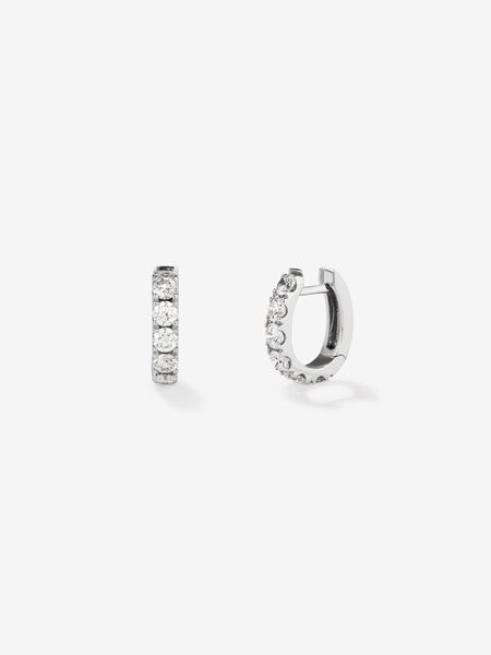 Pendientes de aro pequeño de oro blanco de 18kt con diamantes de 0,40cts, PE5179-OBD2,1