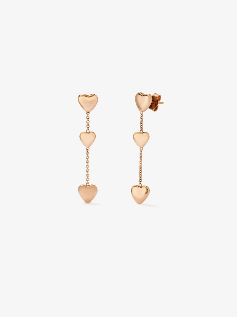 18K rose gold earrings with hearts image number 0