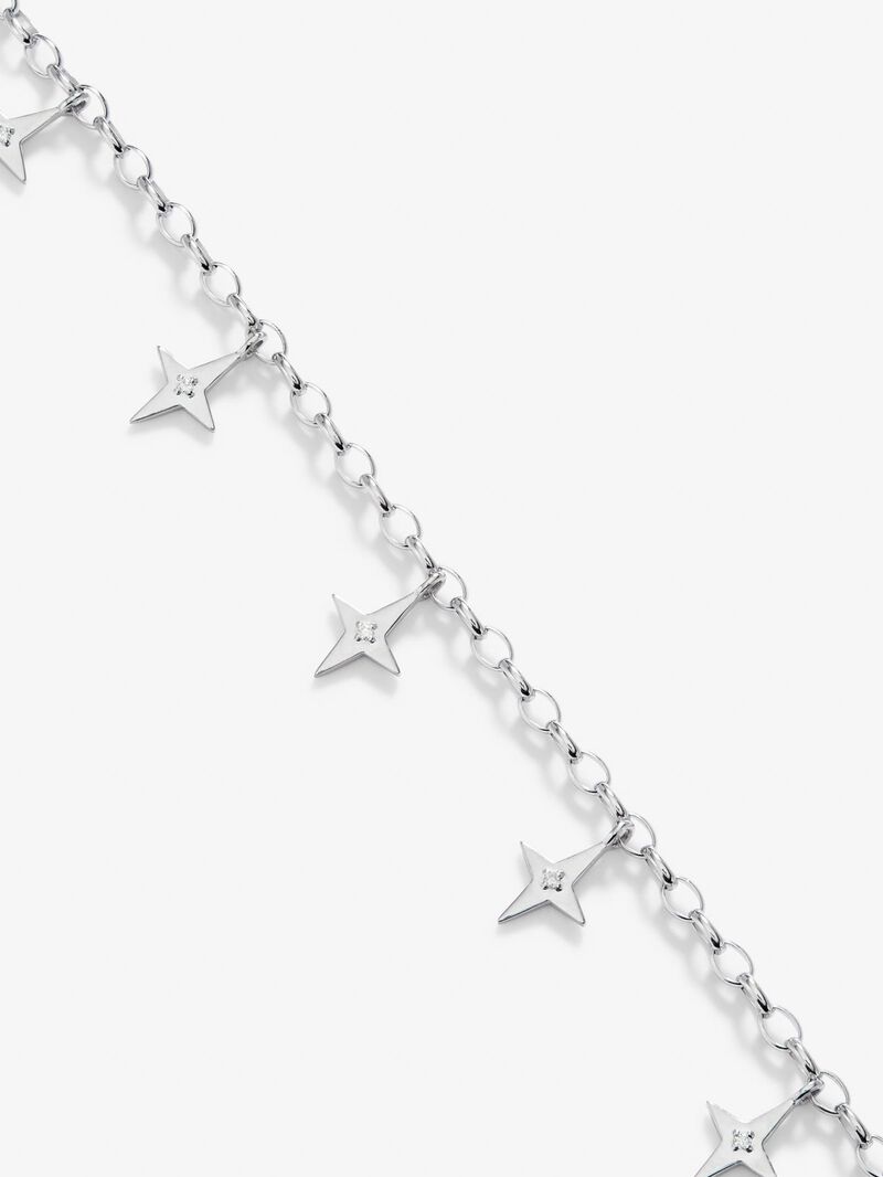 925 silver bracelet with stars and 7 brilliant-cut diamonds with a total of 0.05 cts image number 2