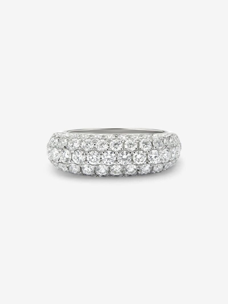18K White Gold Ring with white diamond pavement in 1.6 cts bright size image number 2