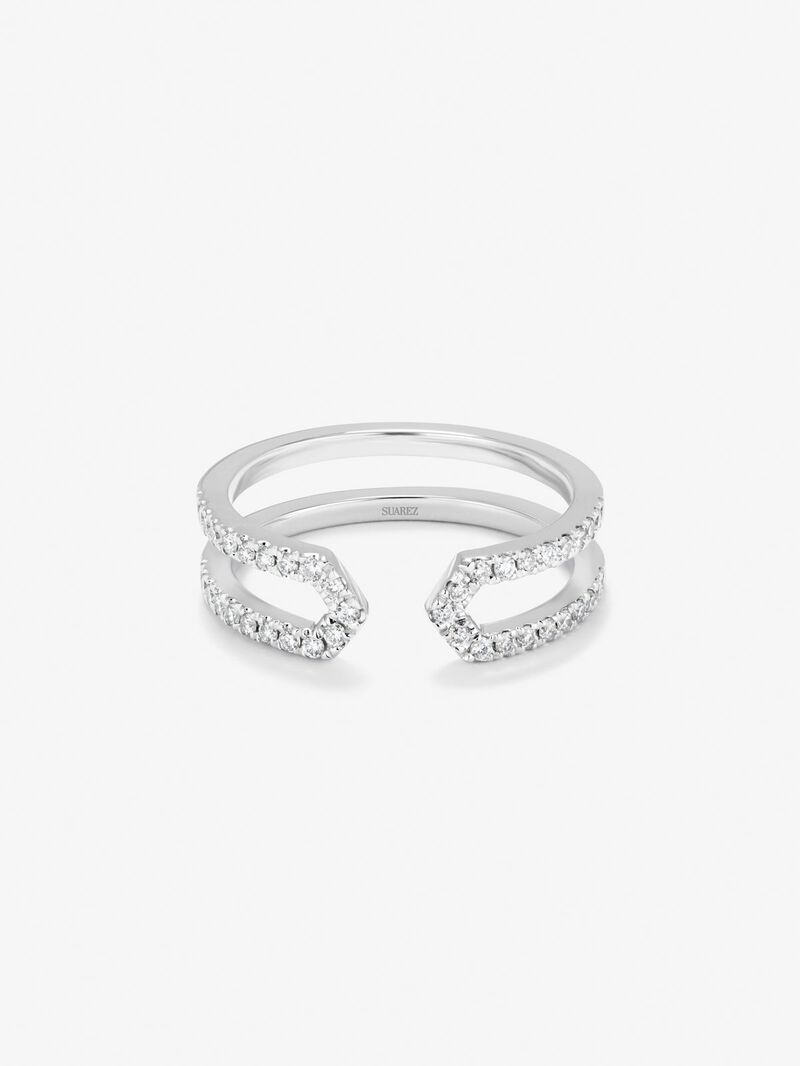 18K white gold ring with 40 brilliant-cut diamonds with a total of 0.32 cts image number 2