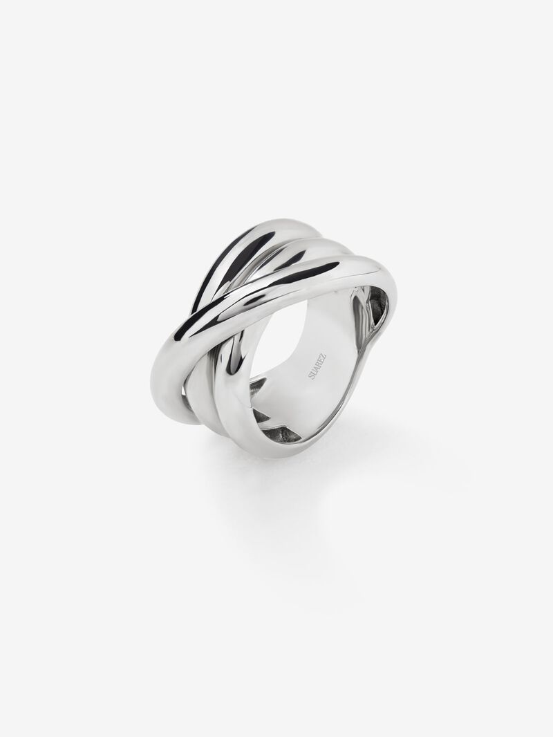Triple-arm wide plain ring made from 925 silver image number 0