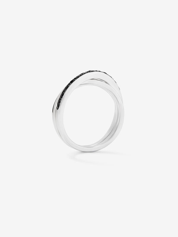 Anillo cruzado de plata con piedras espinelas negras de 0,57cts, SO16091-AGESP_V