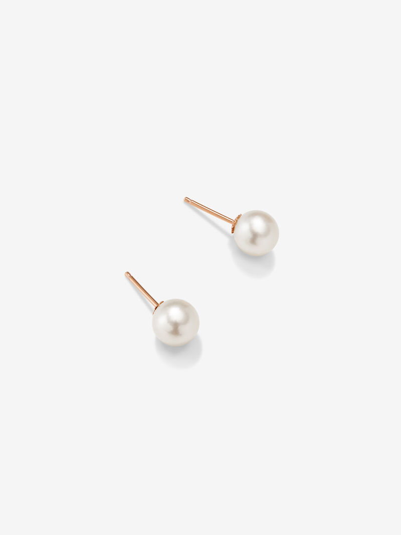 18k rose gold button earring with 9mm Australian pearl. image number 2