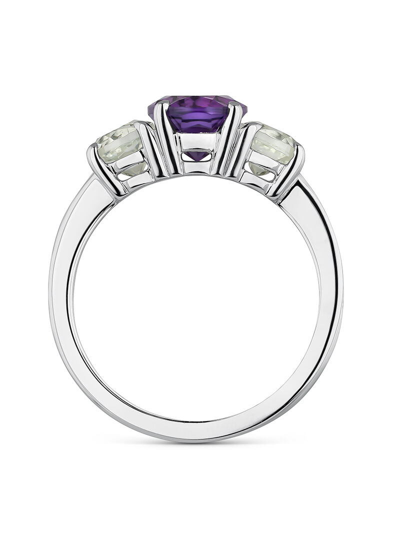 Anillo tresillo de plata 925 con amatista morada y topacio azul swiss image number 2