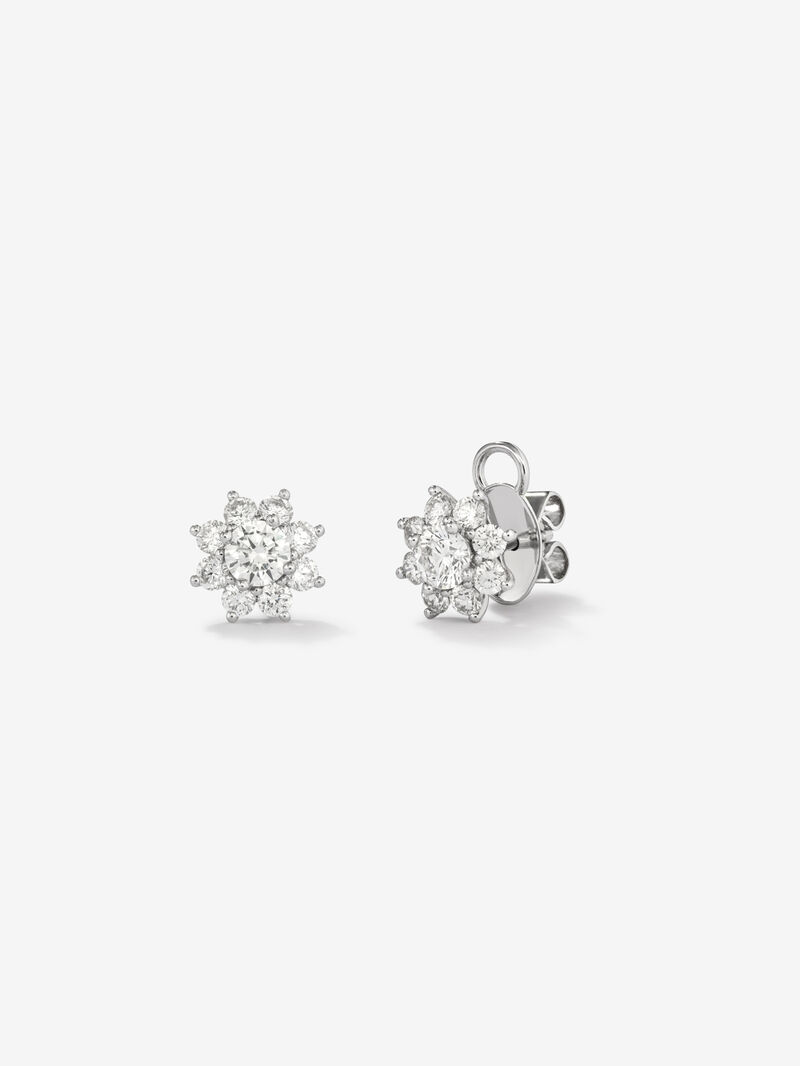18K White Gold Flower with Lone Diamond and Diamond Orla image number 0
