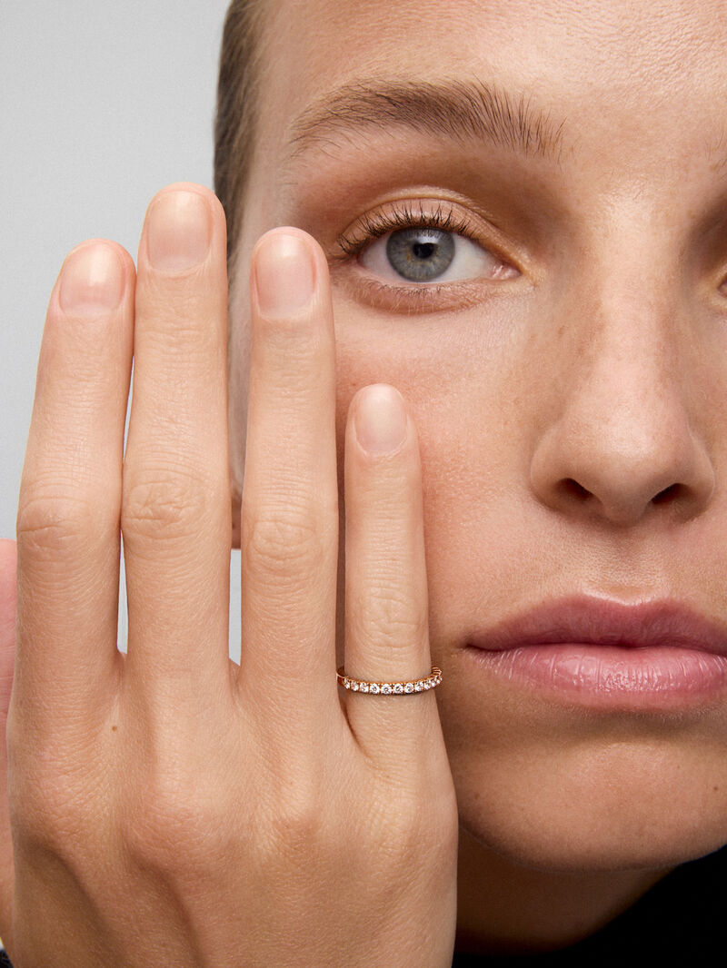 Half ring in 18K rose gold with 15 brilliant-cut diamonds with a total of 0.3 cts image number 2