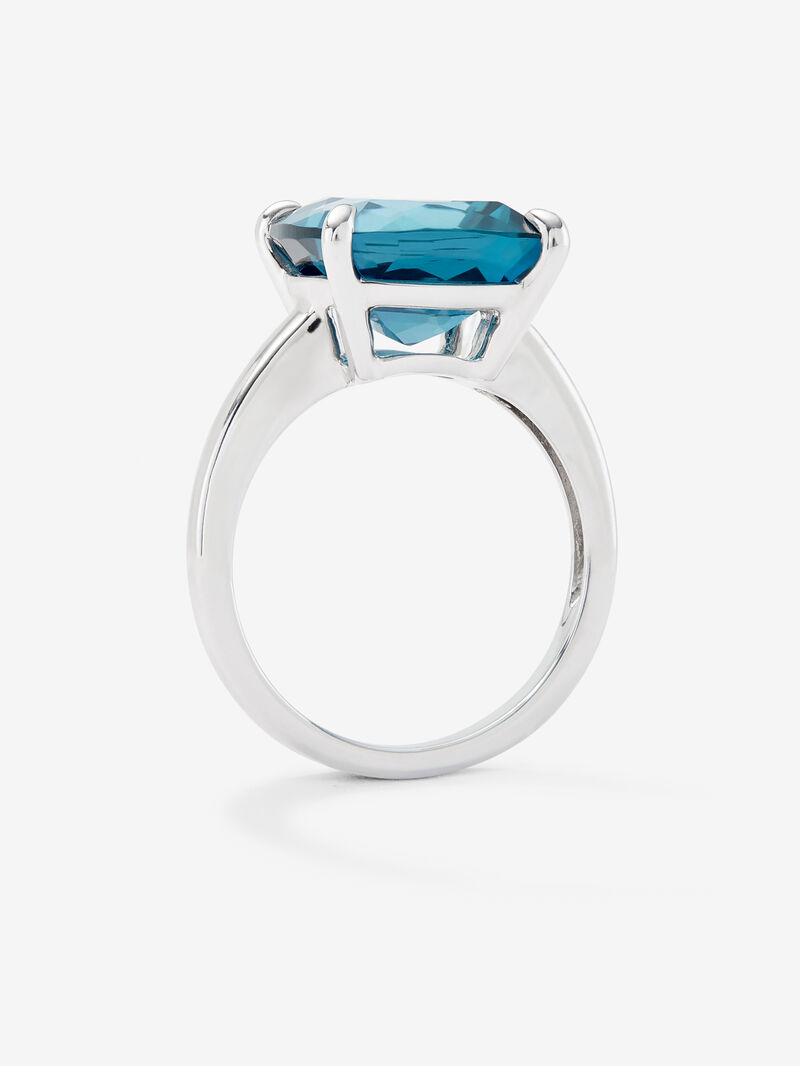925 silver ring with 10.1 ct cushion-cut London blue topaz image number 2