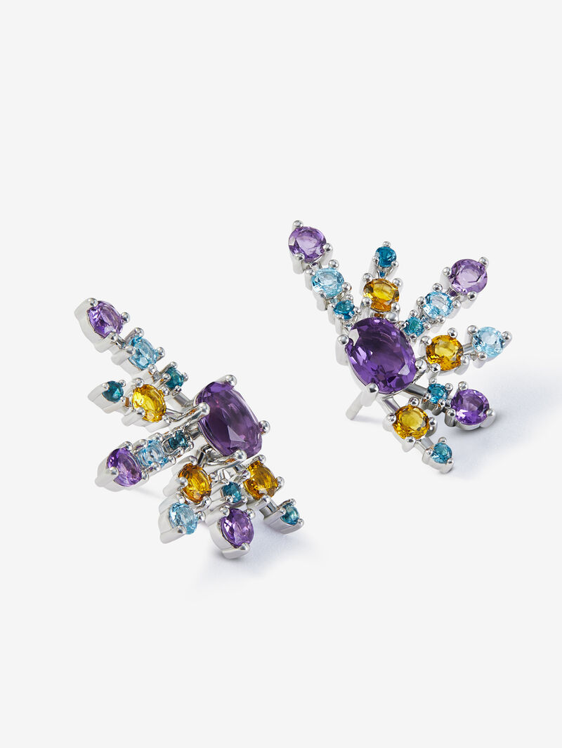 925 silver earrings with amethysts, topazes and citrine quartz image number 2