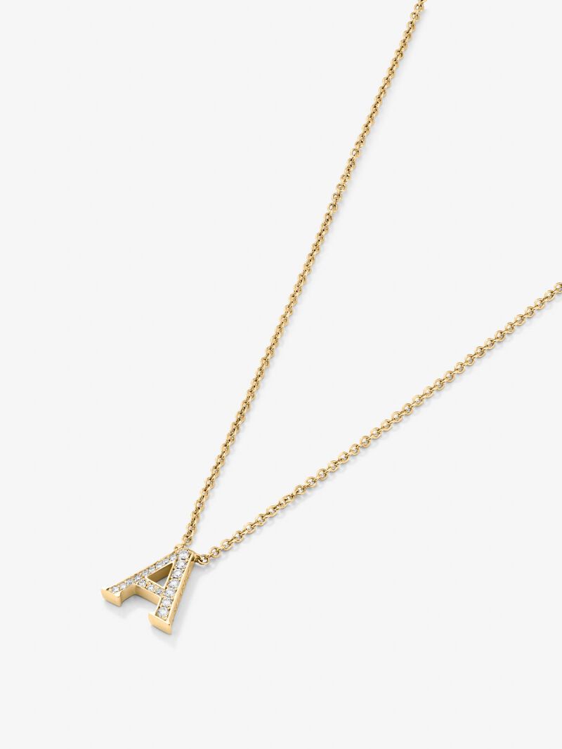 18K yellow gold pendant with letter A and 12 brilliant-cut diamonds with a total of 0.07 cts image number 2