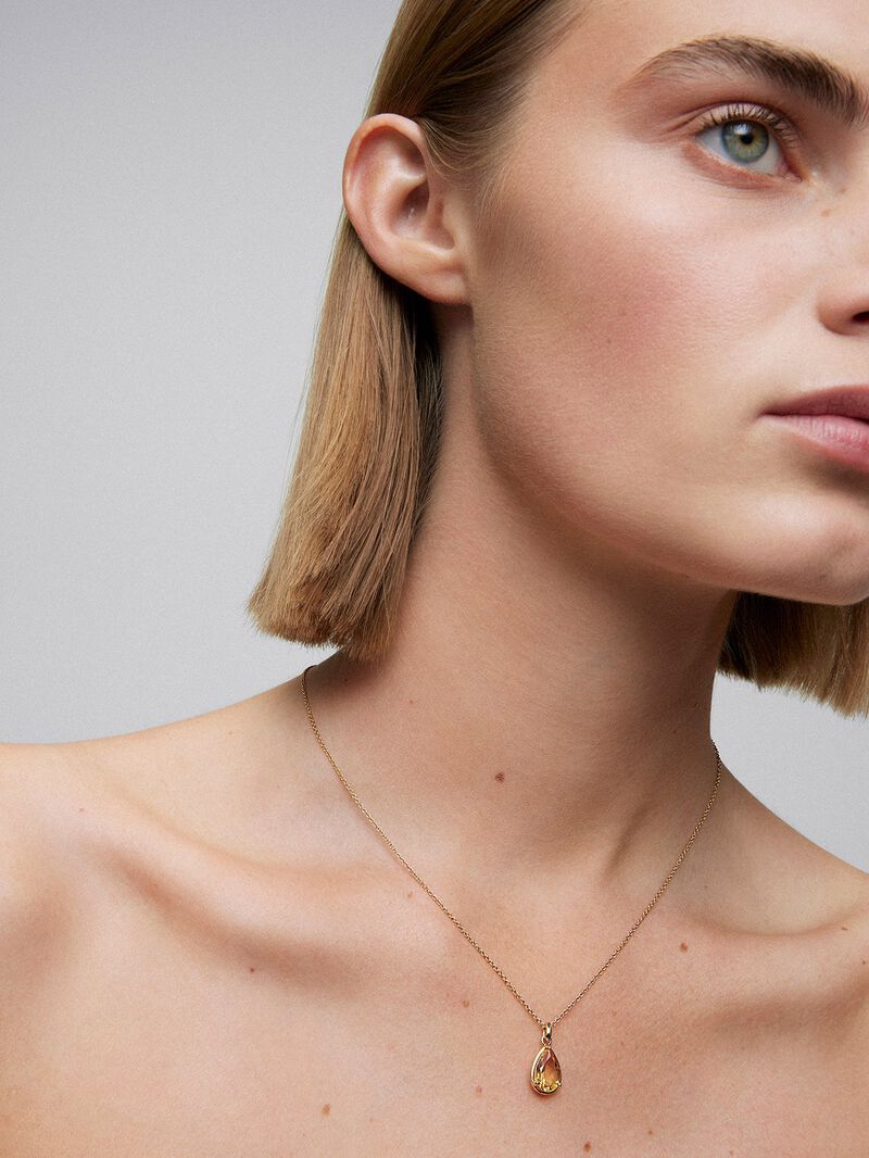 18K yellow gold pendant chain with citrine image number 1
