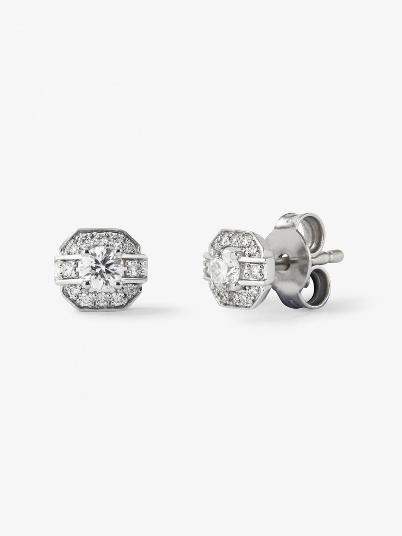 18K white gold earrings with 2 central brilliant-cut diamonds with a total of 0.2 cts and a border of 24 brilliant-cut diamonds with a total of 0.1 cts image number 0