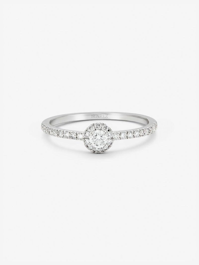 18K white gold ring with central brilliant-cut diamond of 0.1 cts and 28 brilliant-cut diamonds with a total of 0.2 cts image number 2